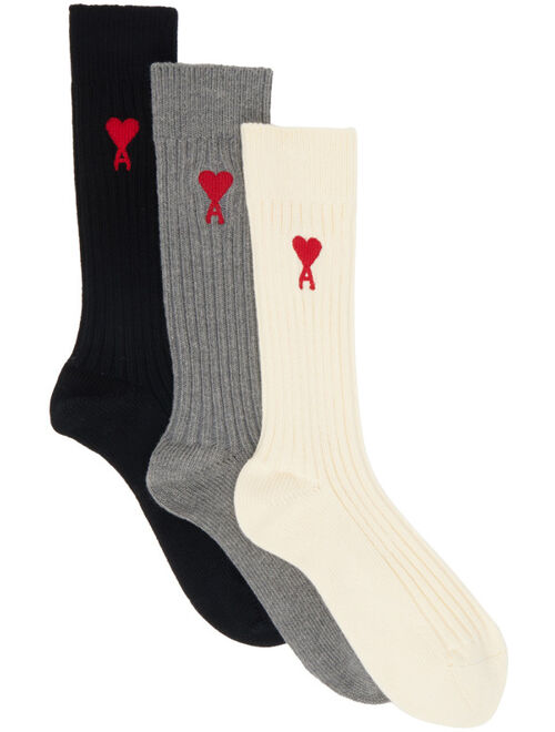 AMI Alexandre Mattiussi 3-Pack Multicolor Ami de Coeur Socks