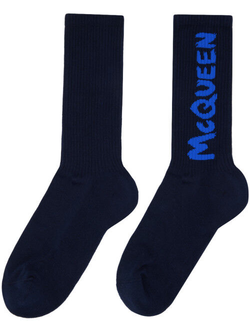 Alexander McQueen Navy Graffiti Socks