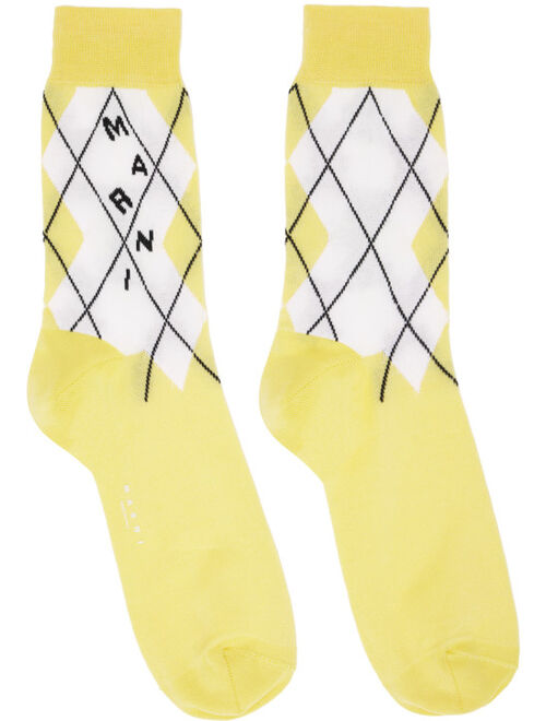 Marni Yellow Argyle Socks