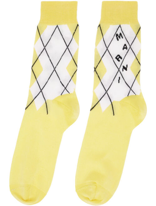 Marni Yellow Argyle Socks