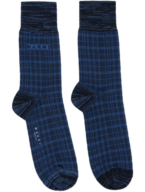 Marni Black & Blue Micro Check Socks