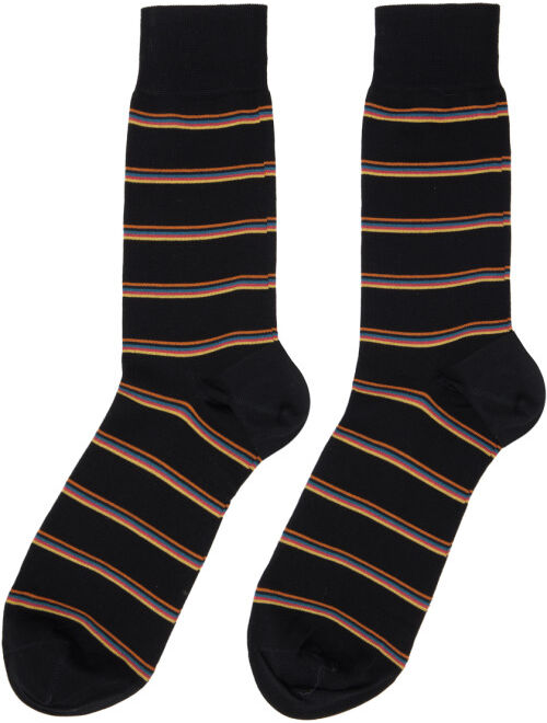 Paul Smith Three-Pack Black Stripe Socks