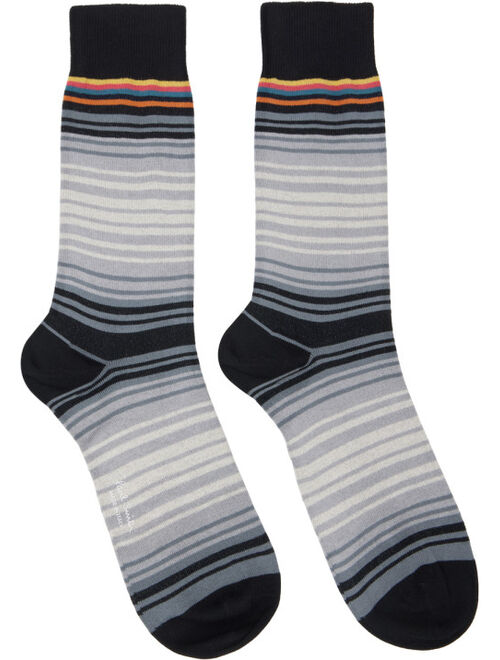 Paul Smith Three-Pack Black Stripe Socks