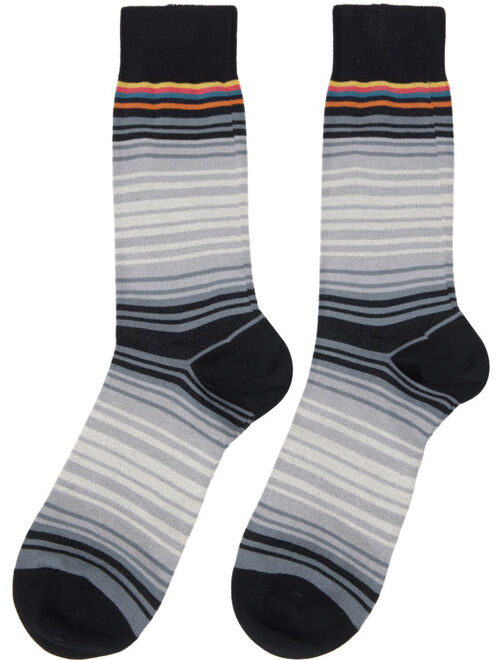 Paul Smith Three-Pack Black Stripe Socks