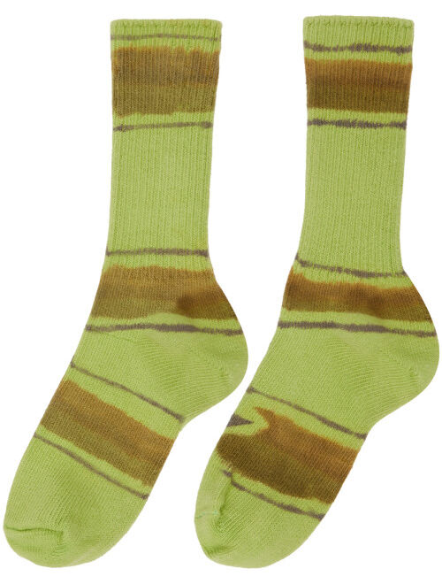 Collina Strada Green Dyed Striped Socks