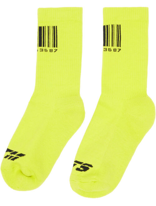 VTMNTS Yellow & Black Barcode Socks