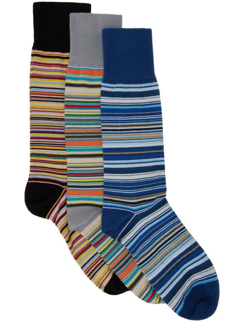 Paul Smith Three-Pack Multicolor Signature Stripe Socks