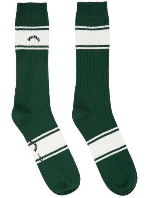 SOCKSSS Two-Pack White & Green Socks