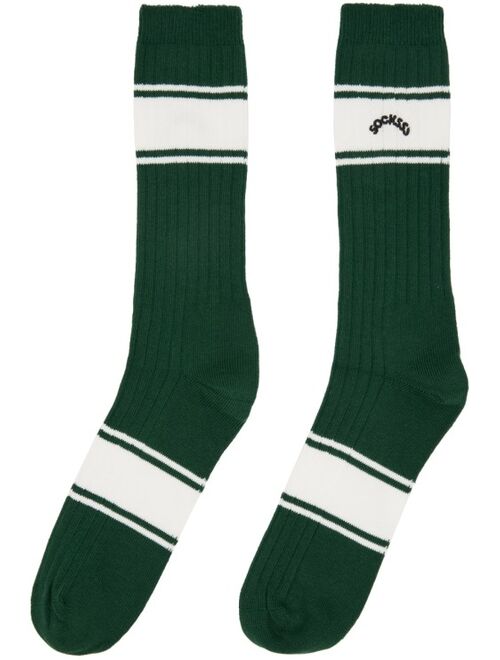 SOCKSSS Two-Pack White & Green Socks