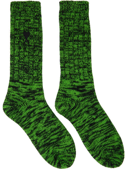 AMI Alexandre Mattiussi Green & Black Ami de Coeur Socks