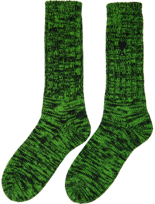 AMI Alexandre Mattiussi Green & Black Ami de Coeur Socks