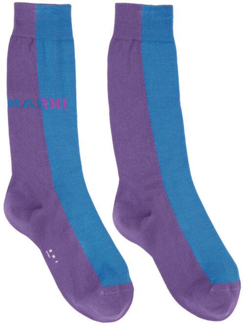 Marni Blue & Purple Jacquard Logo Socks