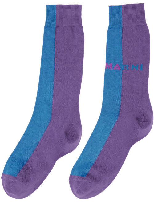 Marni Blue & Purple Jacquard Logo Socks