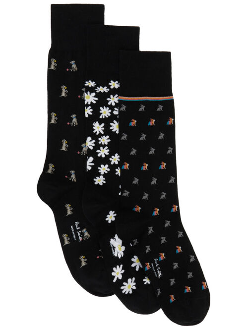 Paul Smith Three-Pack Black Cotton Socks