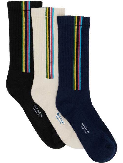 PS by Paul Smith Three-Pack White & Off-White Cotton Socks