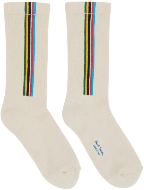 PS by Paul Smith Three-Pack White & Off-White Cotton Socks