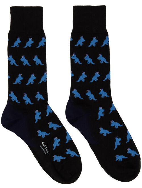 PS by Paul Smith Three-Pack Black & Blue Dino Socks