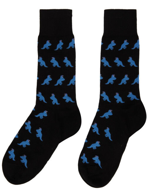 PS by Paul Smith Three-Pack Black & Blue Dino Socks