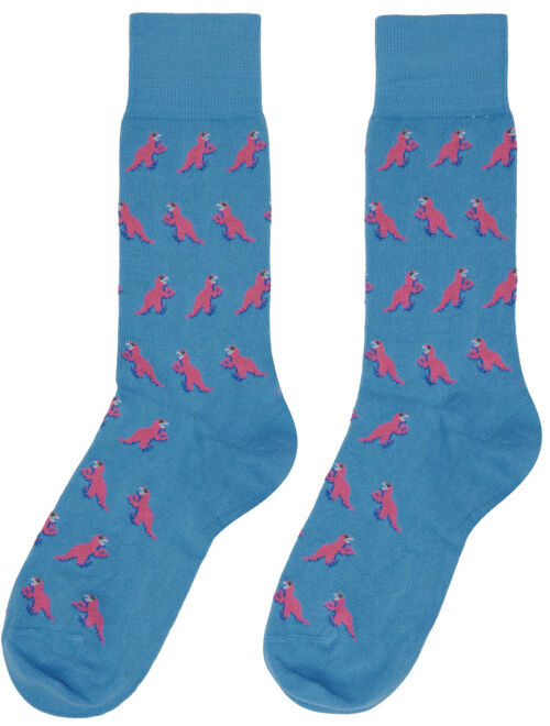 PS by Paul Smith Three-Pack Black & Blue Dino Socks