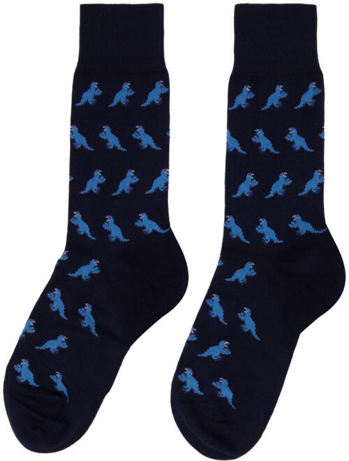 PS by Paul Smith Three-Pack Black & Blue Dino Socks