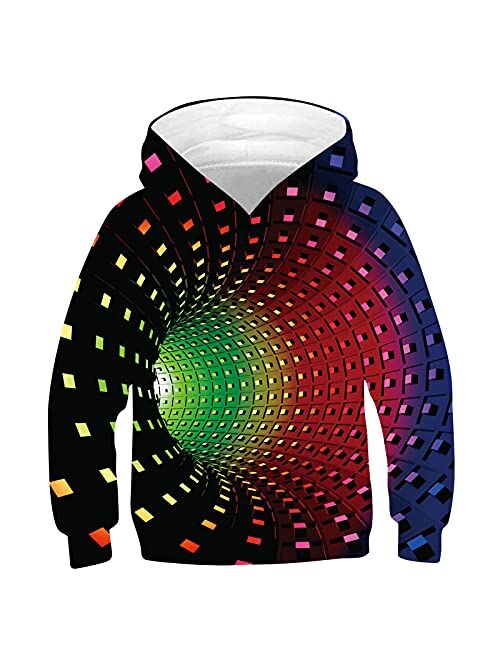 uideazone Kids Boys Girls 3D Graphic Pullover Hoodies Casual Hooded Sweatshirt with Pockets 6-16 Years