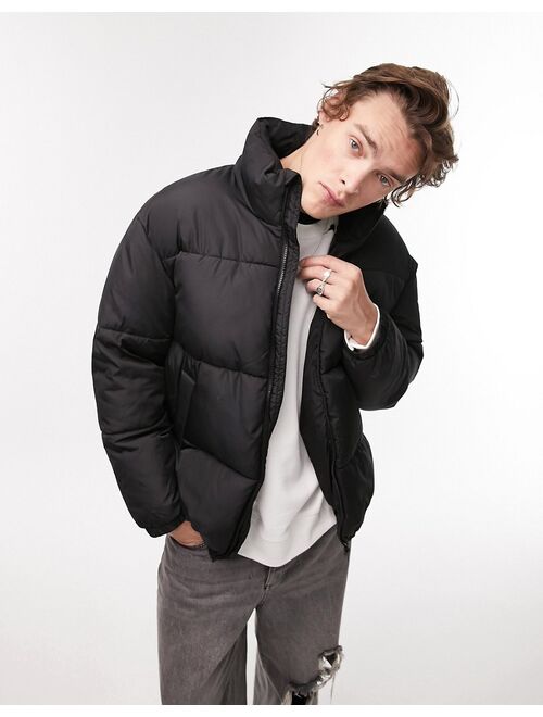 Topman puffer jacket in black