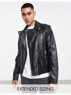 real leather moto jacket in black