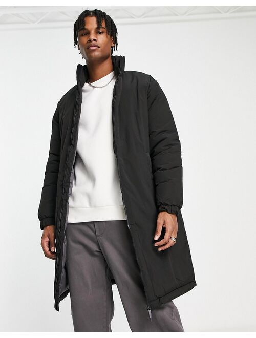 Selected Homme longline heavyweight puffer in black