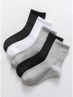 5pairs Toddler Kids Solid Socks