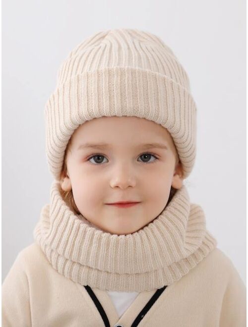 Shein Toddler Kids Fleece Lined Beanie & Infinity Scarf