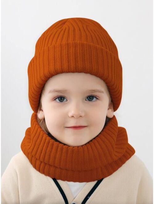 Shein Toddler Kids Fleece Lined Beanie & Infinity Scarf