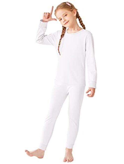 Resinta Girls' Cotton Thermal Underwear Set Winter Girls Top & Long Johns Base Layer Long John Set, Shirt & Pants