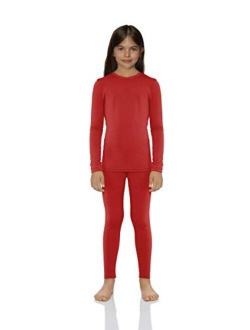 Thermal Underwear for Girls Cotton Knit Thermals Kids Base Layer Long John Pajamas Set