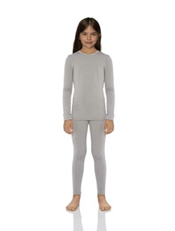 Thermal Underwear for Girls Cotton Knit Thermals Kids Base Layer Long John Pajamas Set