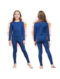 Herobiker Girls Thermal Underwear Set Ultra Soft Fleece Lined Kids Long Johns Top Bottom Thermals Kids Base Layer Winter Warm