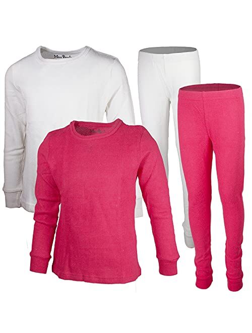 MISS POPULAR Girls 4-Piece Thermals Set | Long Sleeve Shirt and Pants Ages 1-16