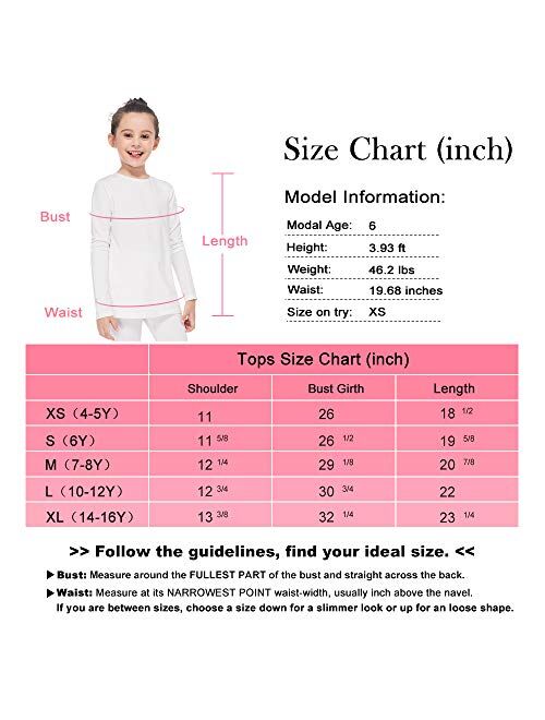 MANCYFIT Thermal Tops for Girls Fleece Lined Underwear Long Sleeve Undershirts Baselayer