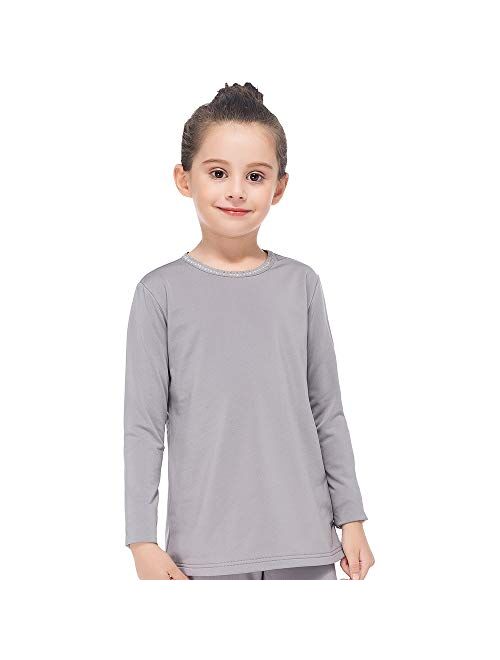 MANCYFIT Thermal Tops for Girls Fleece Lined Underwear Long Sleeve Undershirts Baselayer