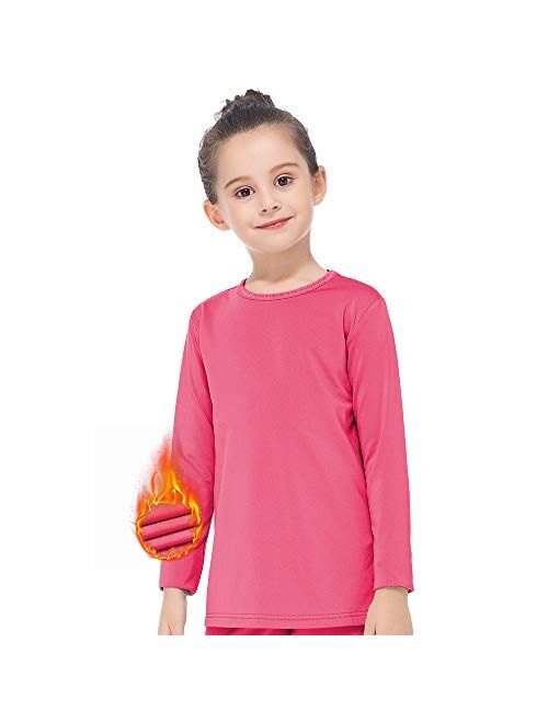 MANCYFIT Thermal Tops for Girls Fleece Lined Underwear Long Sleeve Undershirts Baselayer