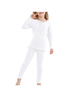 Zando Girls Thermal Underwear Set Base Layer Thermal Set Girls Ultra Soft Fleece Lined Kids Long Johns Thermal Set