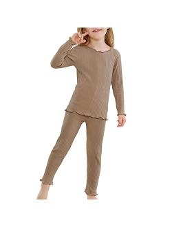 Zando Girls Thermal Underwear Set Base Layer Thermal Set Girls Ultra Soft Fleece Lined Kids Long Johns Thermal Set