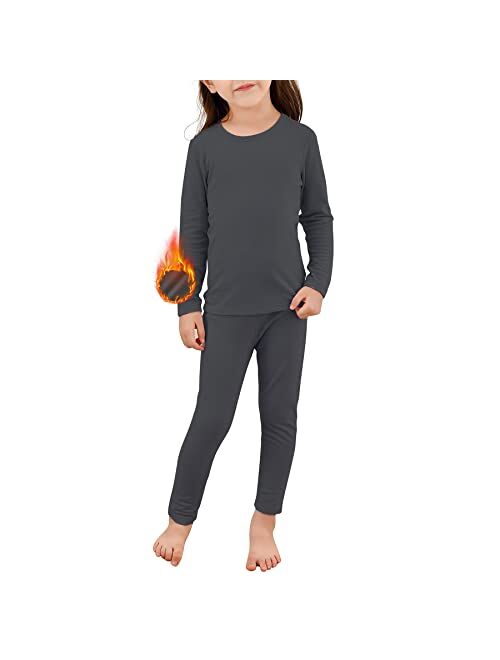 Zando Girls Thermal Underwear Set Base Layer Thermal Set Girls Ultra Soft Fleece Lined Kids Long Johns Thermal Set