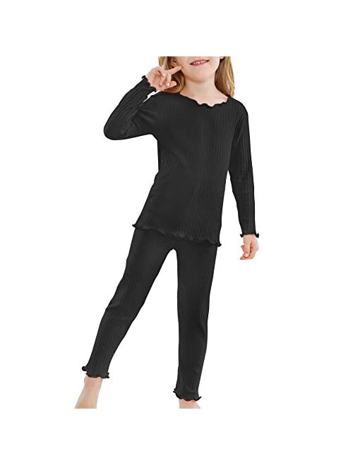 Zando Girls Thermal Underwear Set Base Layer Thermal Set Girls Ultra Soft Fleece Lined Kids Long Johns Thermal Set