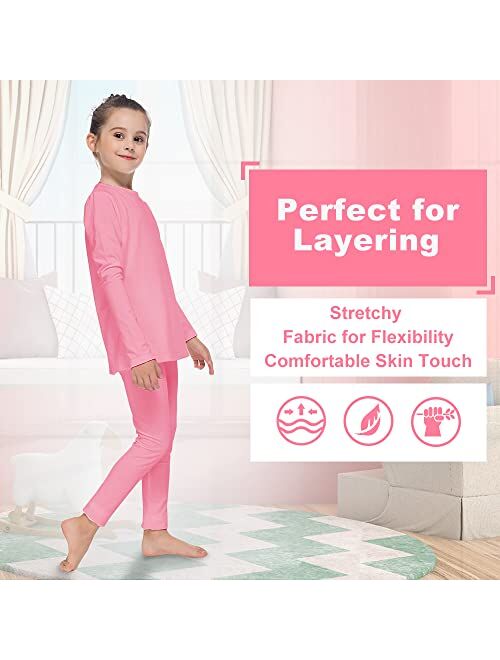 MANCYFIT Thermal Underwear for Girls Fleece Lined Long Johns Set Kids Base Layer Ultra Soft