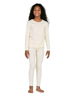 Girls 100% Cotton Thermal Underwear Set, Ultra Soft Long Johns Base Layer for Kids Top & Bottom (Thermoflux G09)