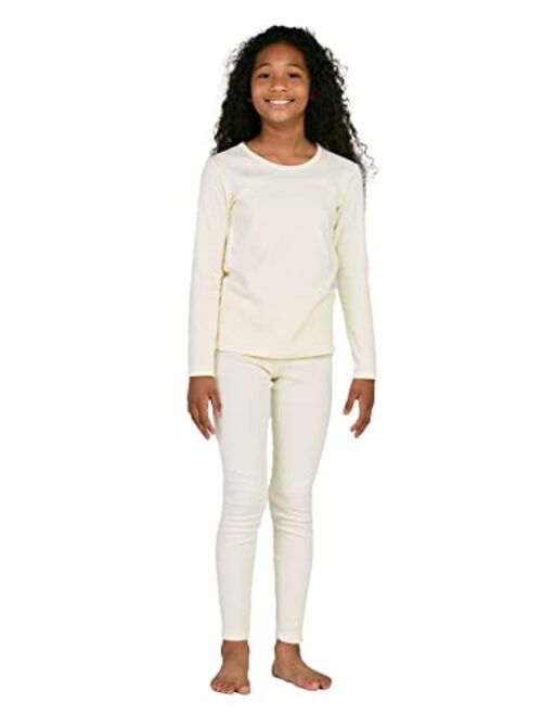 LAPASA Girls 100% Cotton Thermal Underwear Set, Ultra Soft Long Johns Base Layer for Kids Top & Bottom (Thermoflux G09)