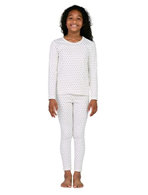 LAPASA Girls 100% Cotton Thermal Underwear Set, Ultra Soft Long Johns Base Layer for Kids Top & Bottom (Thermoflux G09)