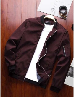 Men Zip Up Bomber Jacket Without Tee