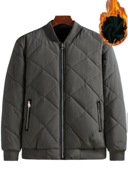 Men Quilted Bomber Jacket Without Sweater