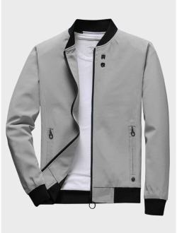 Men Zip Up Bomber Jacket